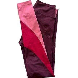 Outdoor Voices TechSweat Leggings Womens Small Pink Red Colorblock Activewear